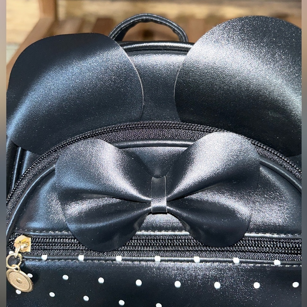 NWOT-Mickey Mouse Mini Backpack Black Bow Ears Polka Dot - Picture 7 of 7